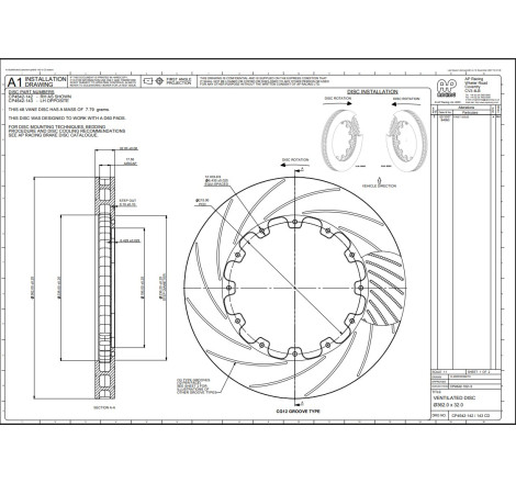 Kit disco de Freno,  AP RACING  362 X 32 CP4542142/43CG12
