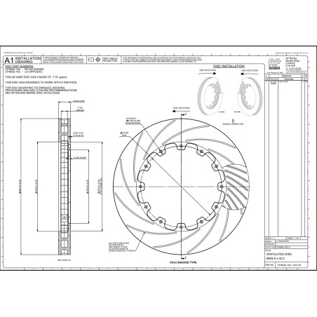 Kit disco de Freno,  AP RACING  362 X 32 CP4542142/43CG12